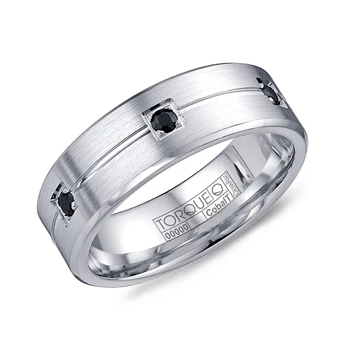 Torque (7mm) Cobalt and Black Sapphires Mens Band