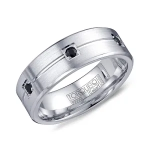 Torque (7mm) Cobalt and Black Sapphires Mens Band