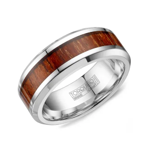 Torque (8mm) Cobalt with Wood Inlay Mens Band