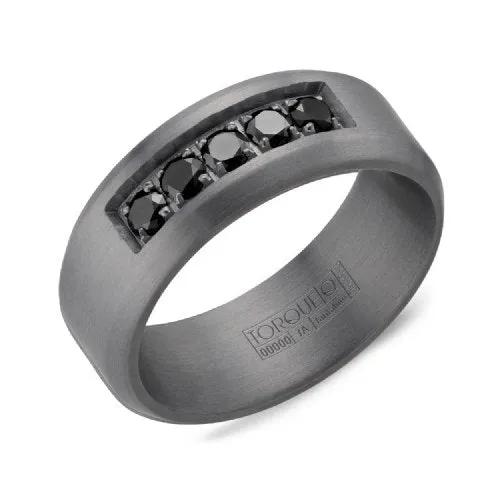 Torque (8mm) Tantalum (0.60ct) Black Diamonds Mens Band