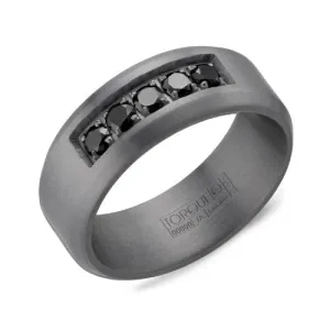 Torque (8mm) Tantalum (0.60ct) Black Diamonds Mens Band