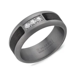 Torque (8mm) Tantalum and Carbon Fiber (0.15ct) Diamonds Mens Band