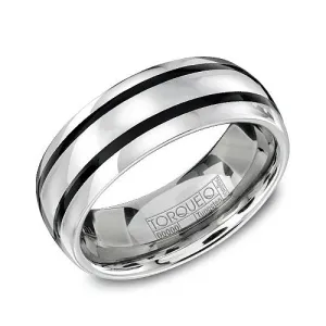 Torque (8mm) Tungsten and Black Enamel Inlay Band