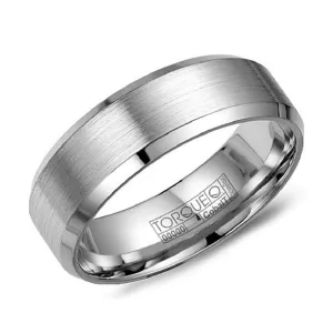 Torque 8mm White Cobalt Sports Brushed Centre Mens Ring