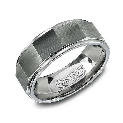 Torque Architectural Design Brushed Finish Tungsten Carbide Band