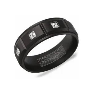 Torque Black Titanium and Diamond Mens Wedding Band