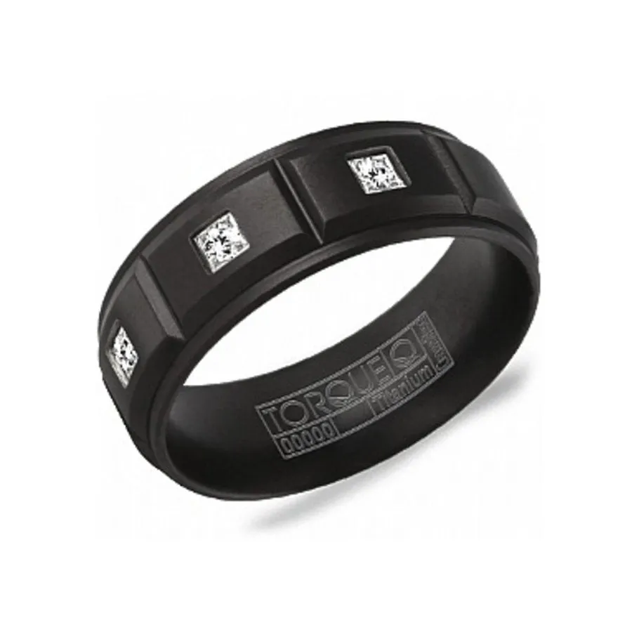 Torque Black Titanium and Diamond Mens Wedding Band