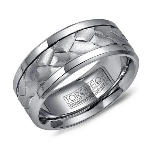 Torque Cobalt and 10K White Gold Mens Band