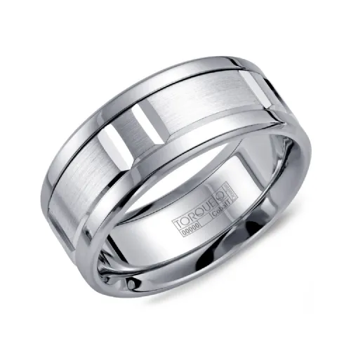 Torque Modern White Cobalt Mens 9mm Wedding Band