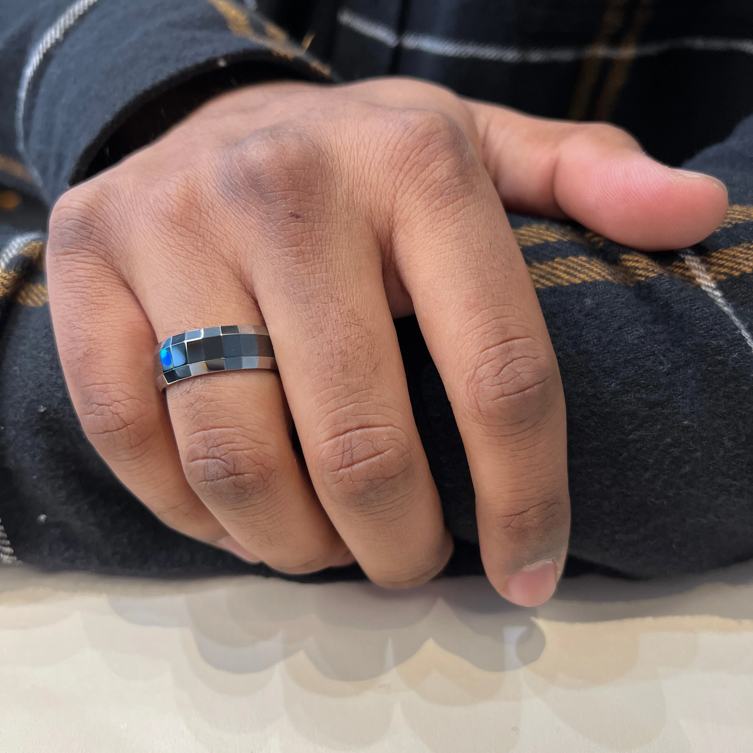 Torque Tungsten & Black Ceramic Mens Ring