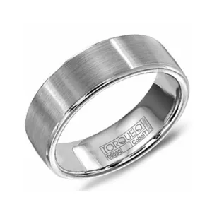 Torque White Cobalt (7mm) Brushed Mens Ring