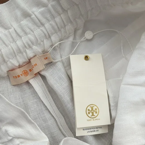 TORY BURCH HIGH RISE LINEN SHORTS