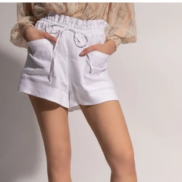TORY BURCH HIGH RISE LINEN SHORTS