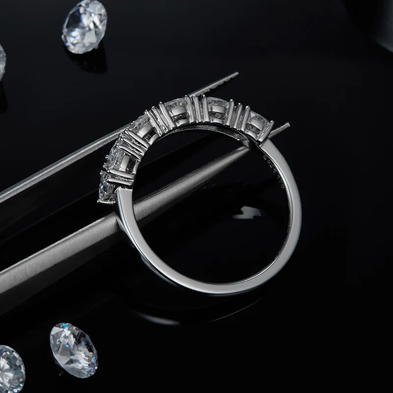 Trillion Cut Moissanite Fashion Half Eternity Ring