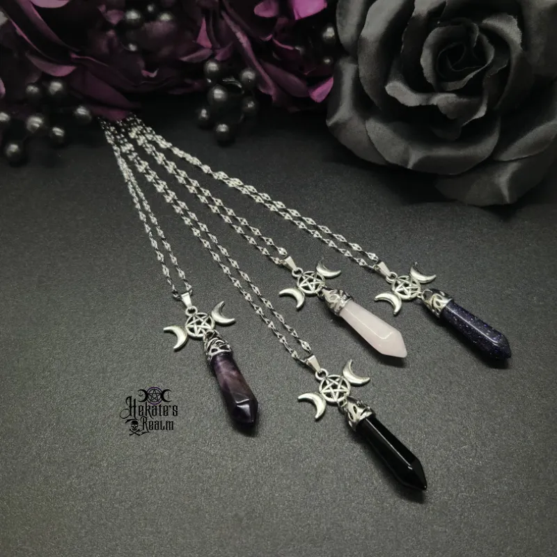 Triple Moon Crystal Necklace
