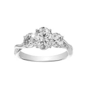 Triple Oval Stone Ring with 2.00ct of Laboratory Grown Diamonds in 18ct White Gold