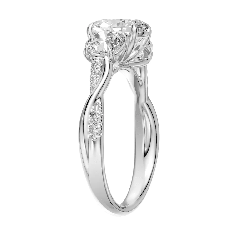 Triple Oval Stone Ring with 2.00ct of Laboratory Grown Diamonds in 18ct White Gold