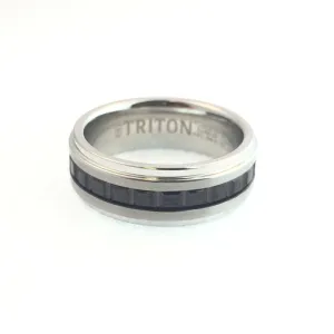 Triton (8mm) Tungsten Carbide Black Textured Cut Ring