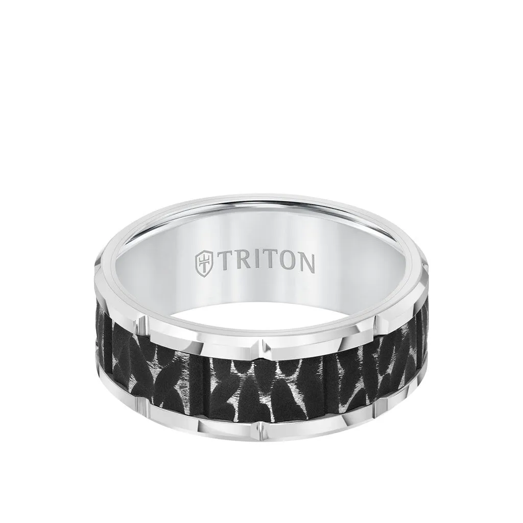 Triton (9mm) Black Sand Blast Centre Tungsten Carbide Band