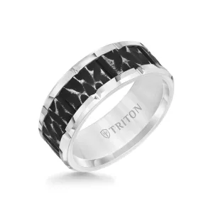 Triton (9mm) Black Sand Blast Centre Tungsten Carbide Band