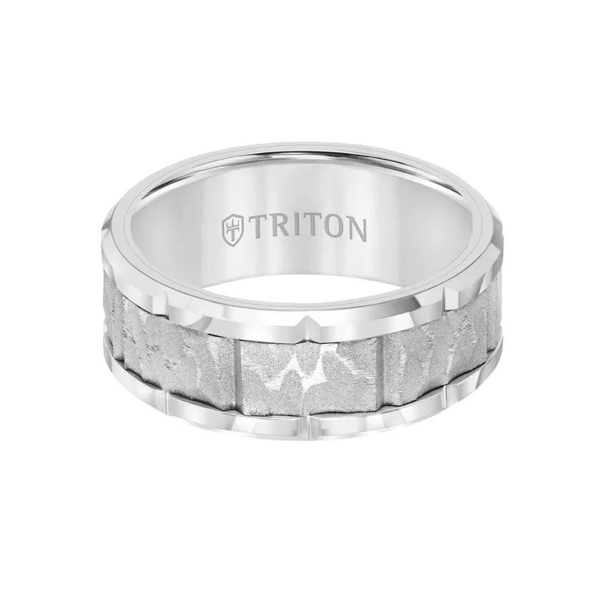 Triton (9mm) Tungsten Carbide Ring - Sandblasted Distressed Center