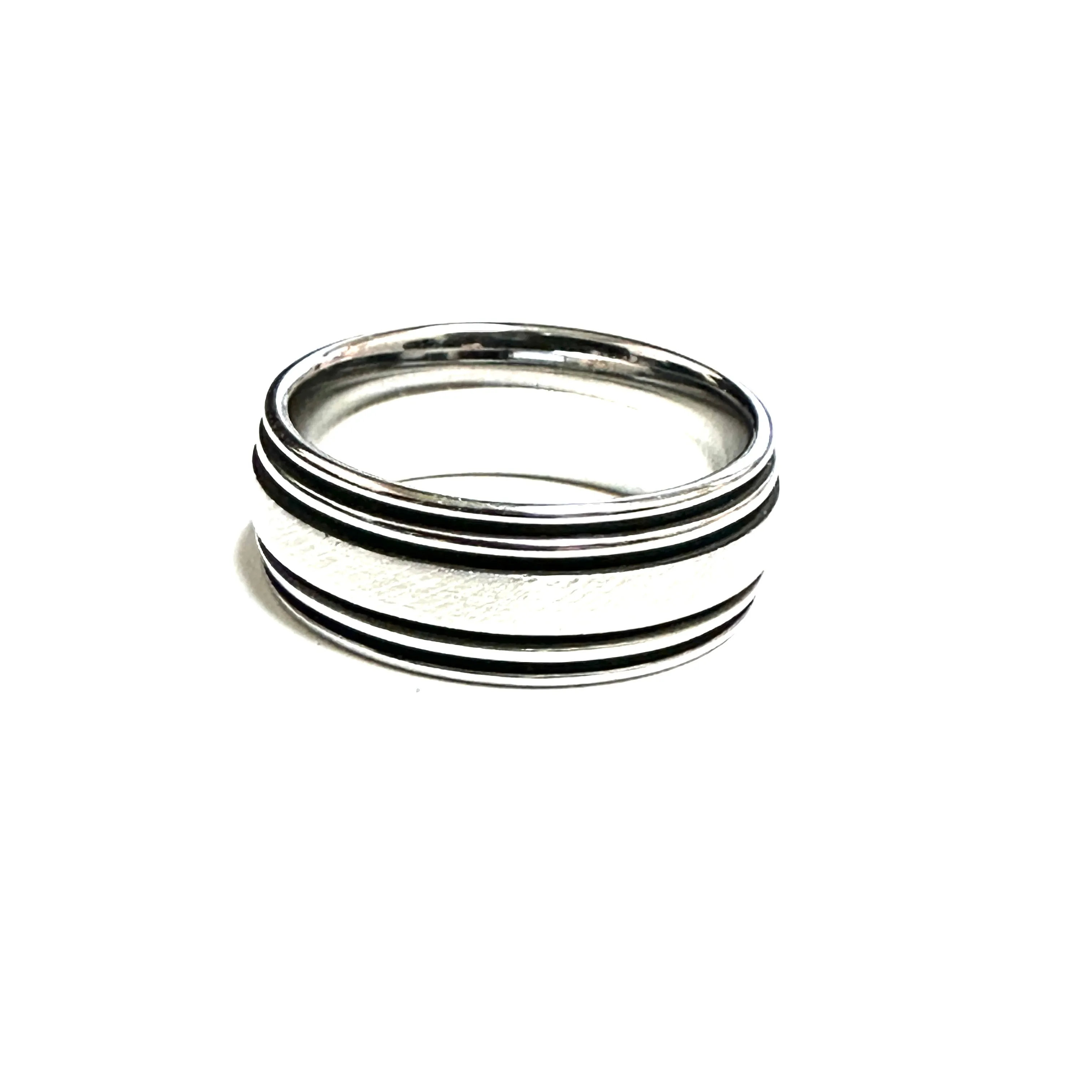 Triton (9mm) Tungsten Carbide Textured with Black Stripe Ring