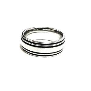 Triton (9mm) Tungsten Carbide Textured with Black Stripe Ring