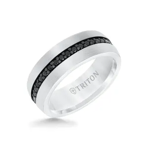 Triton Tungsten (8mm) Black Sapphire Men's Eternity Band