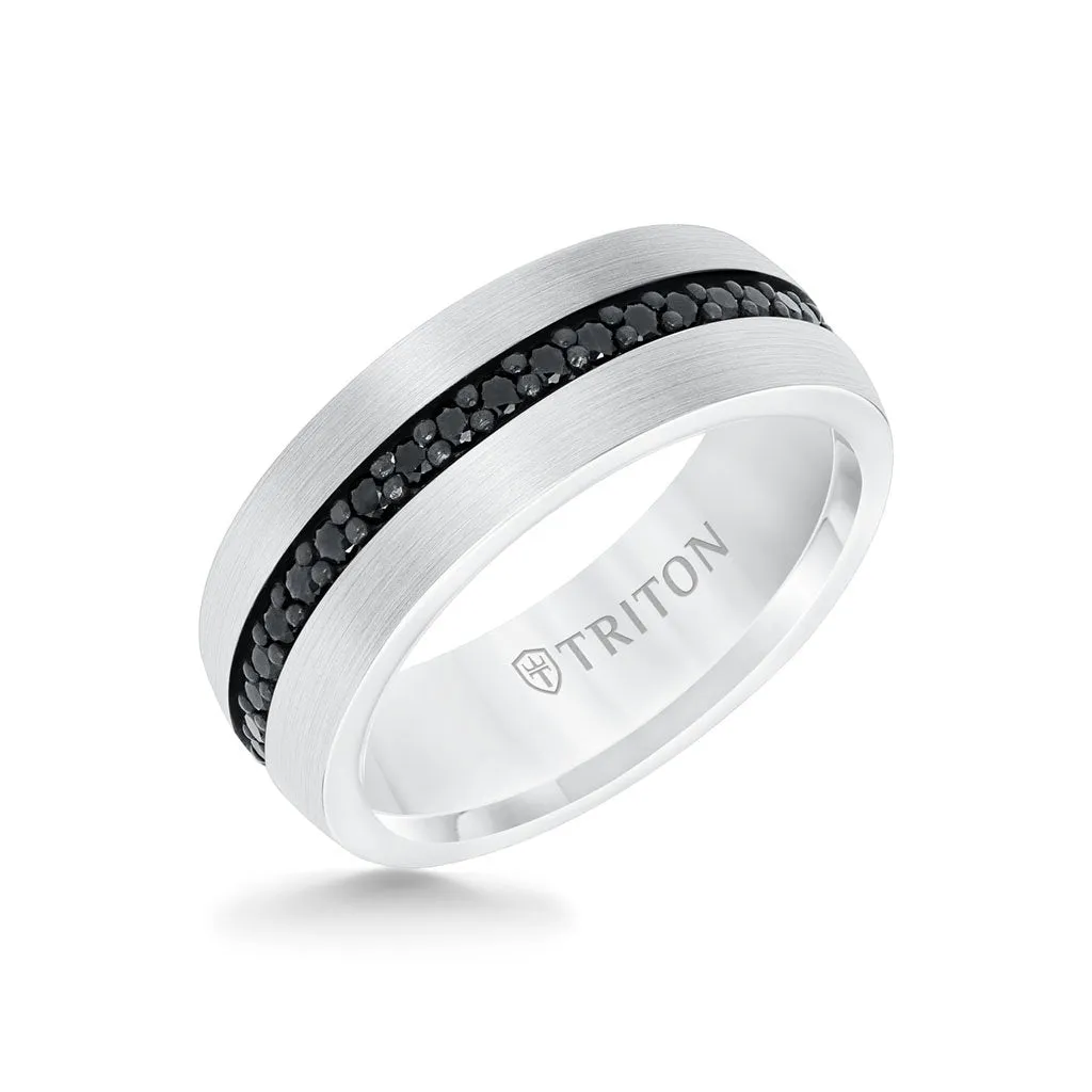 Triton Tungsten (8mm) Black Sapphire Men's Eternity Band