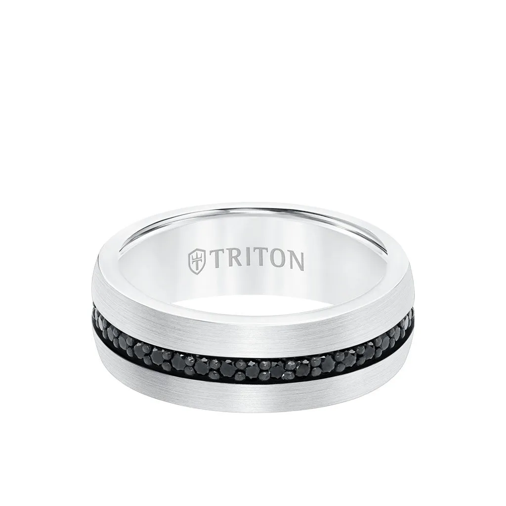 Triton Tungsten (8mm) Black Sapphire Men's Eternity Band