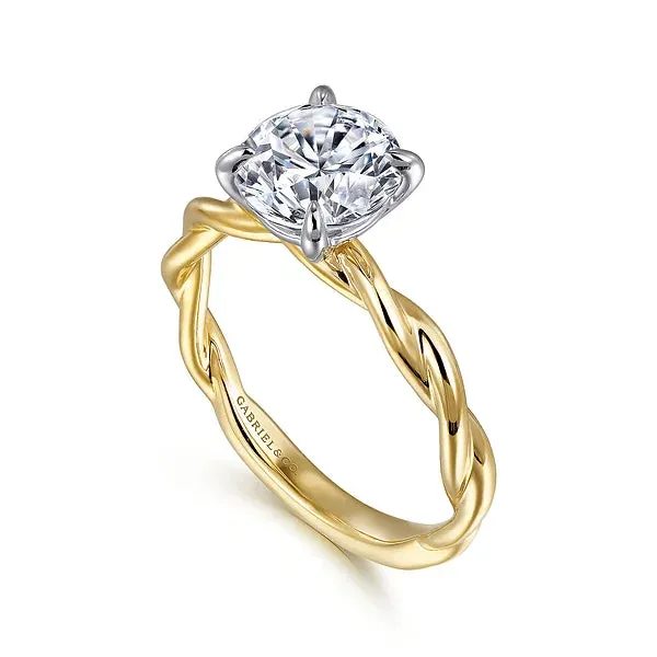 Two Tone Twisted Round Diamond Solitaire Engagement Ring Mounting
