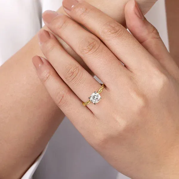 Two Tone Twisted Round Diamond Solitaire Engagement Ring Mounting