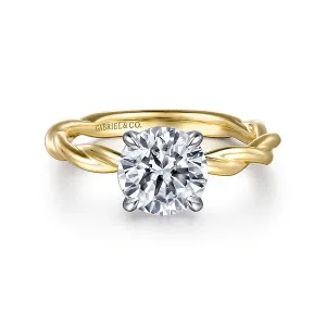 Two Tone Twisted Round Diamond Solitaire Engagement Ring Mounting
