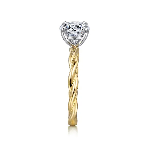 Two Tone Twisted Round Diamond Solitaire Engagement Ring Mounting