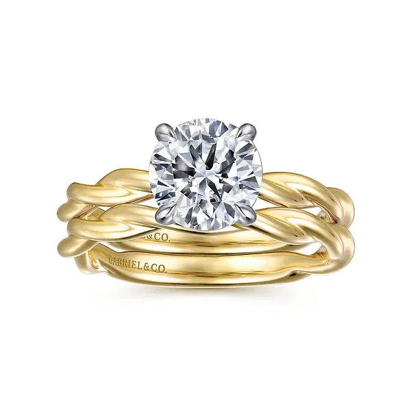 Two Tone Twisted Round Diamond Solitaire Engagement Ring Mounting