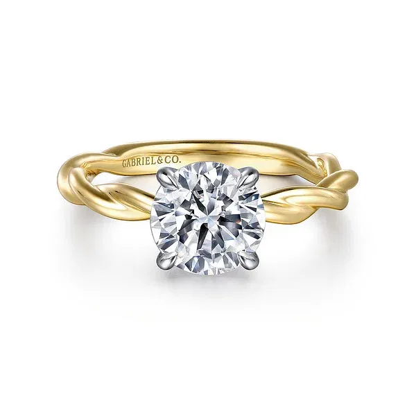 Two Tone Twisted Round Diamond Solitaire Engagement Ring Mounting