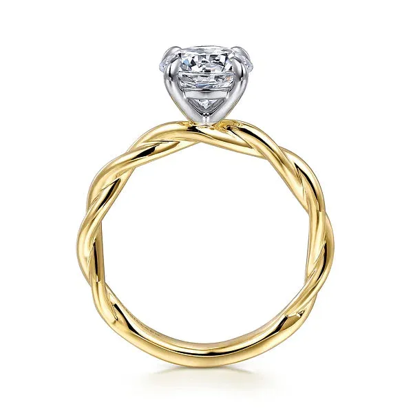 Two Tone Twisted Round Diamond Solitaire Engagement Ring Mounting