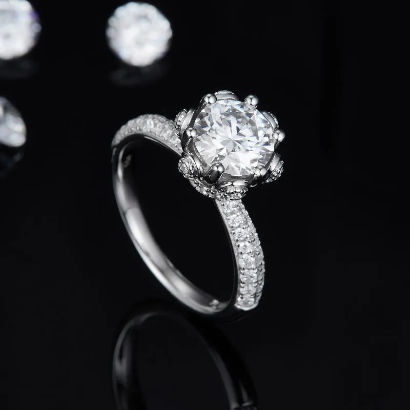 Unique 1.5ct/2.0/3.0CT Round Cut Moissanite Ring