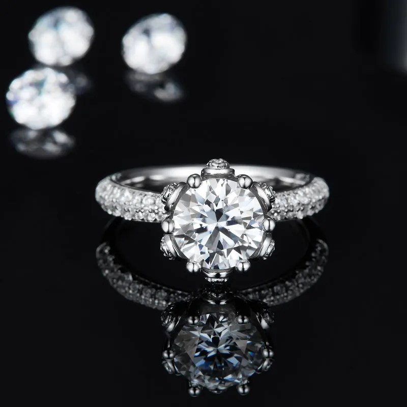 Unique 1.5ct/2.0/3.0CT Round Cut Moissanite Ring