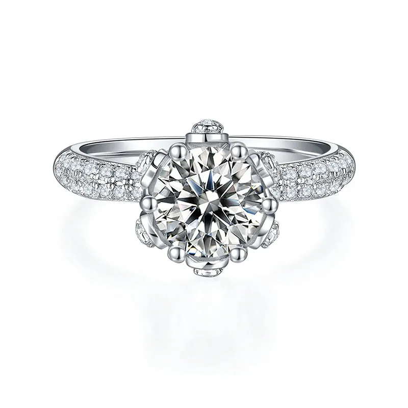 Unique 1.5ct/2.0/3.0CT Round Cut Moissanite Ring