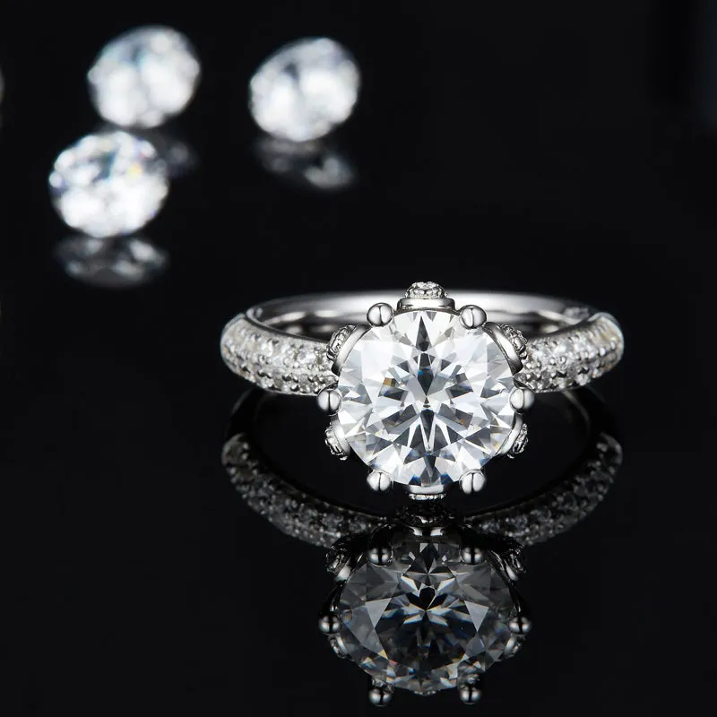 Unique 1.5ct/2.0/3.0CT Round Cut Moissanite Ring