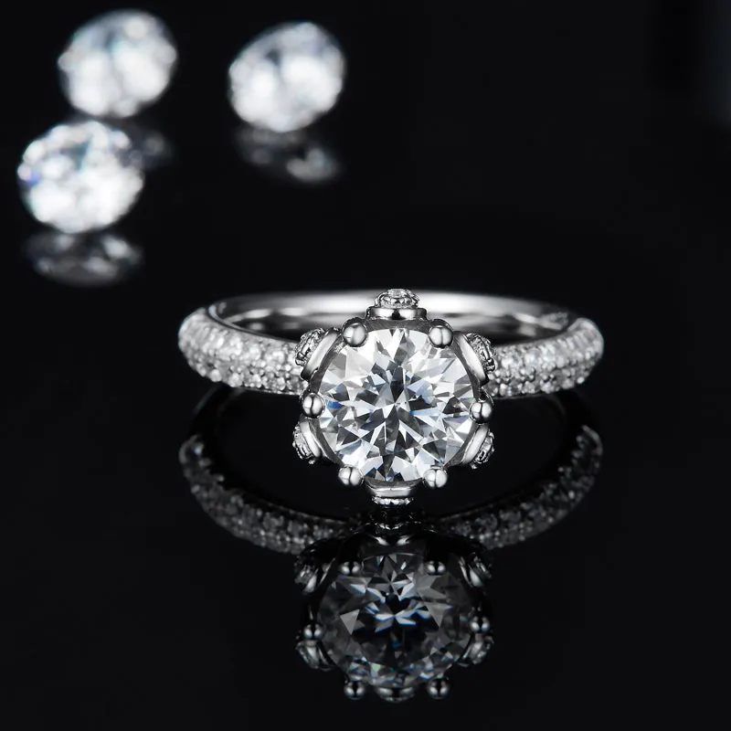 Unique 1.5ct/2.0/3.0CT Round Cut Moissanite Ring
