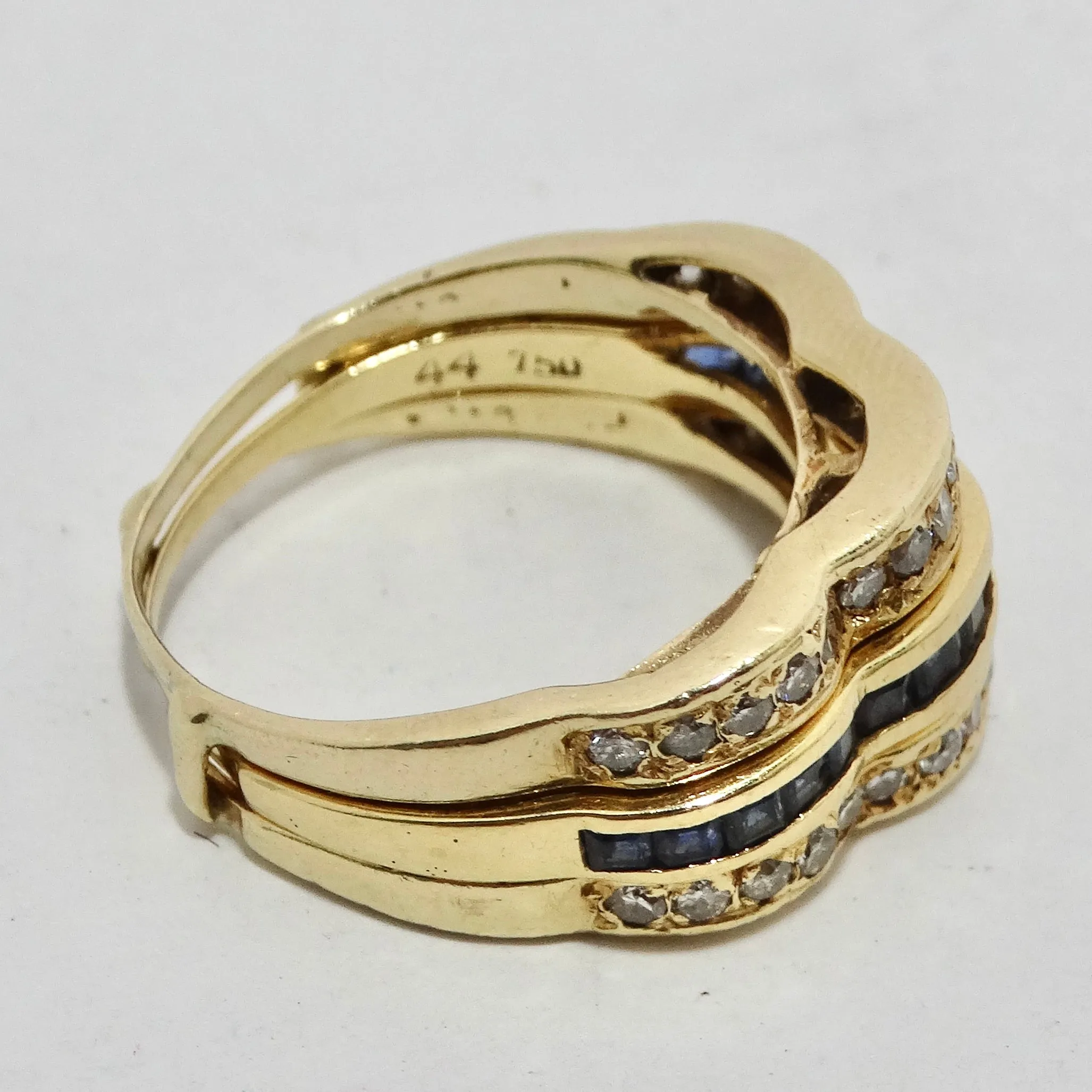 Van Cleef Inspired Set of Four Diamond, Ruby, Emerald, Sapphire 18K Gold Rings