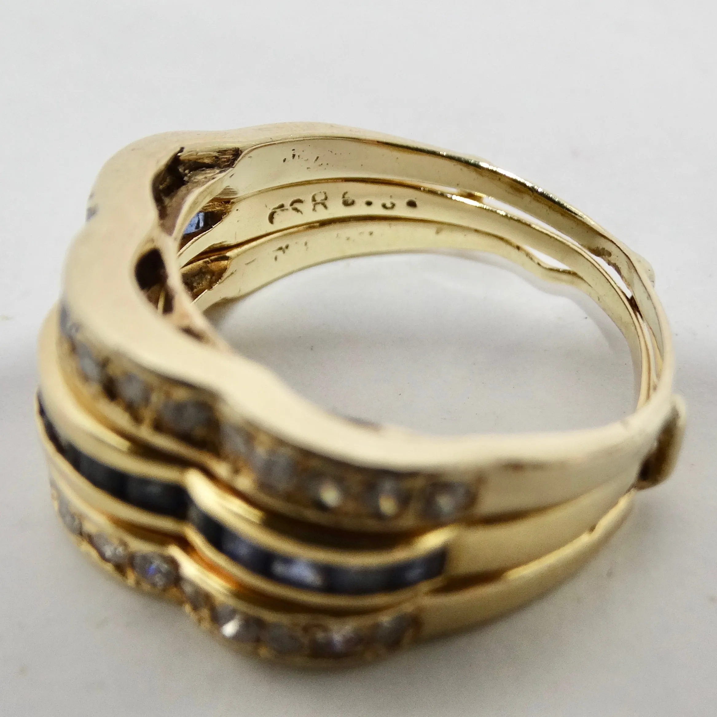 Van Cleef Inspired Set of Four Diamond, Ruby, Emerald, Sapphire 18K Gold Rings