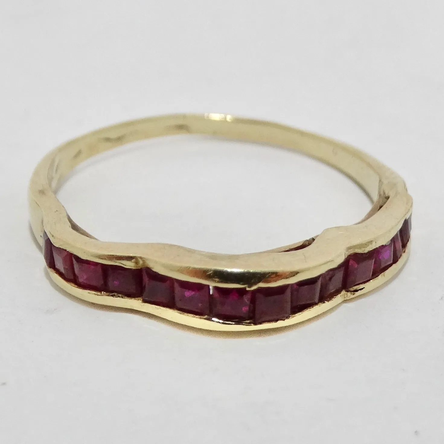 Van Cleef Inspired Set of Four Diamond, Ruby, Emerald, Sapphire 18K Gold Rings