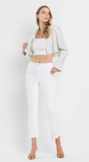 Vervet High Rise Raw Hem Cropped Flare Jeans