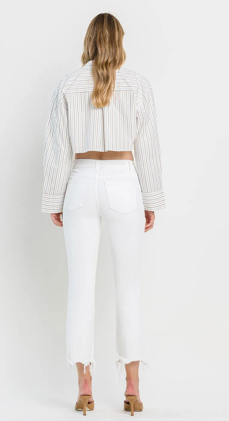Vervet High Rise Raw Hem Cropped Flare Jeans