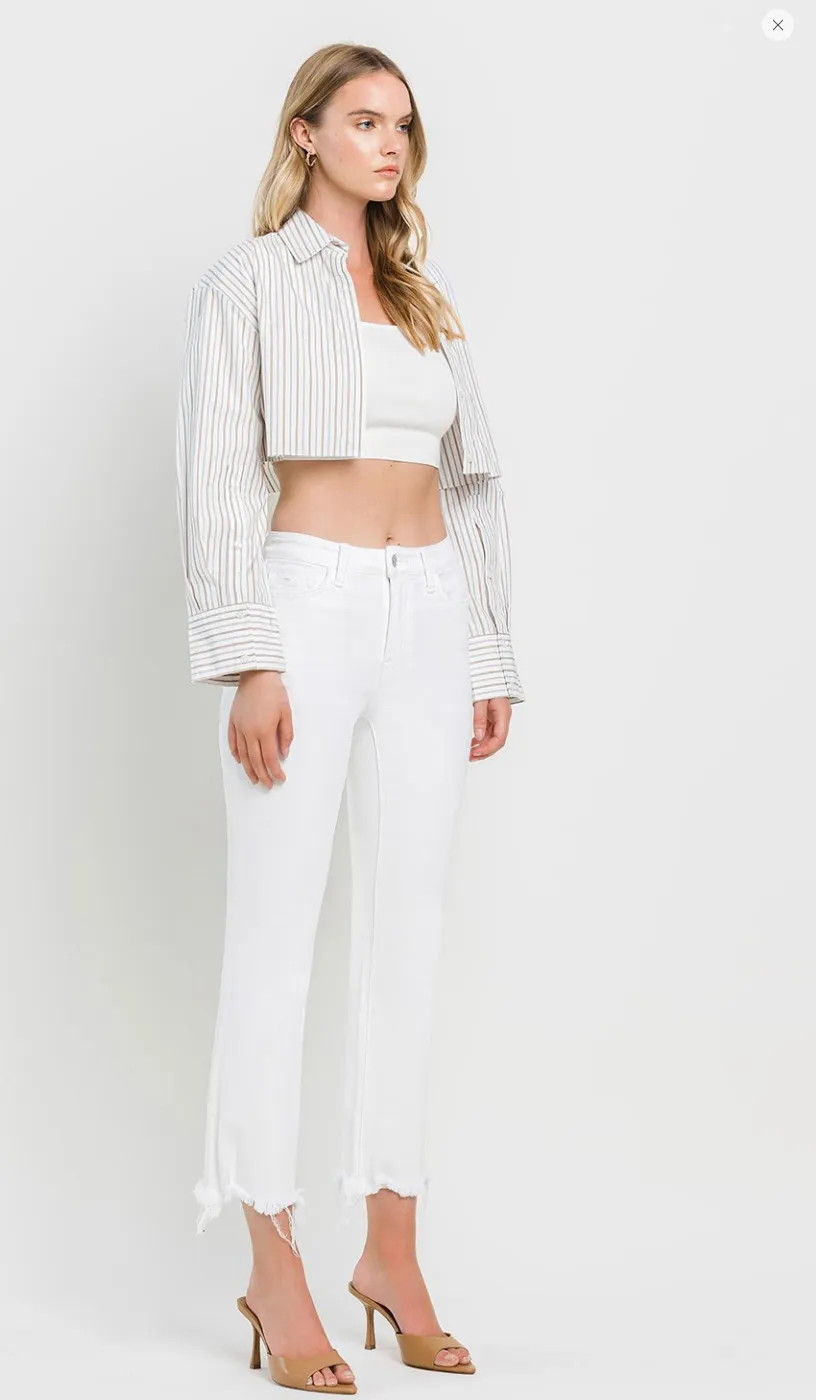 Vervet High Rise Raw Hem Cropped Flare Jeans