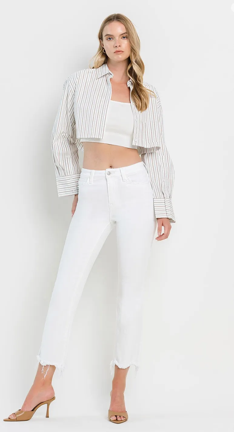 Vervet High Rise Raw Hem Cropped Flare Jeans
