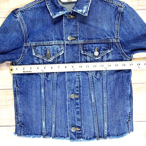 Vince Japanese Selvedge Denim Distressed Jacket in‎ Engineer Size XS Fringe Ends